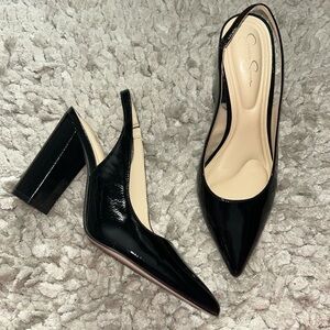 Jessica Simpson Noula Slingback Pointed Toe Pump in Black Patent